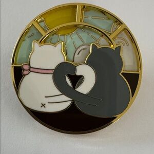 Day and Night Spinning Enamel Cat Pin NIP